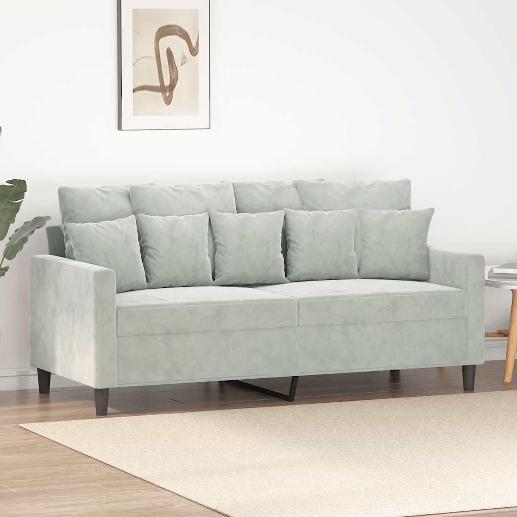 Light Gray Velvet 2-Seater Sofa F6151