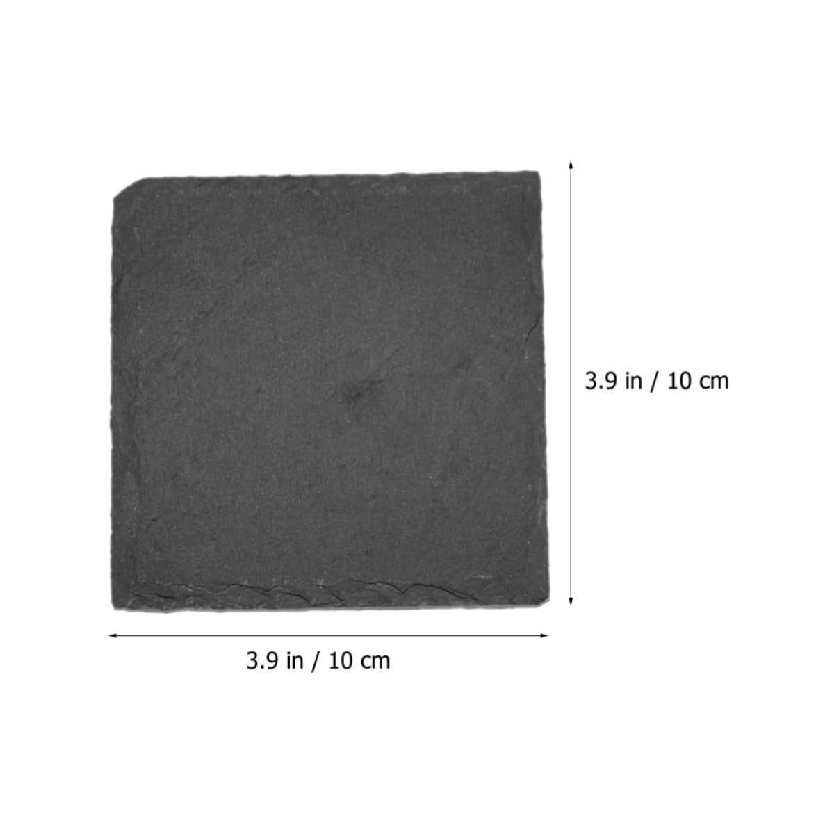 Black 12pcs Natural Stone Coaster Set G53425