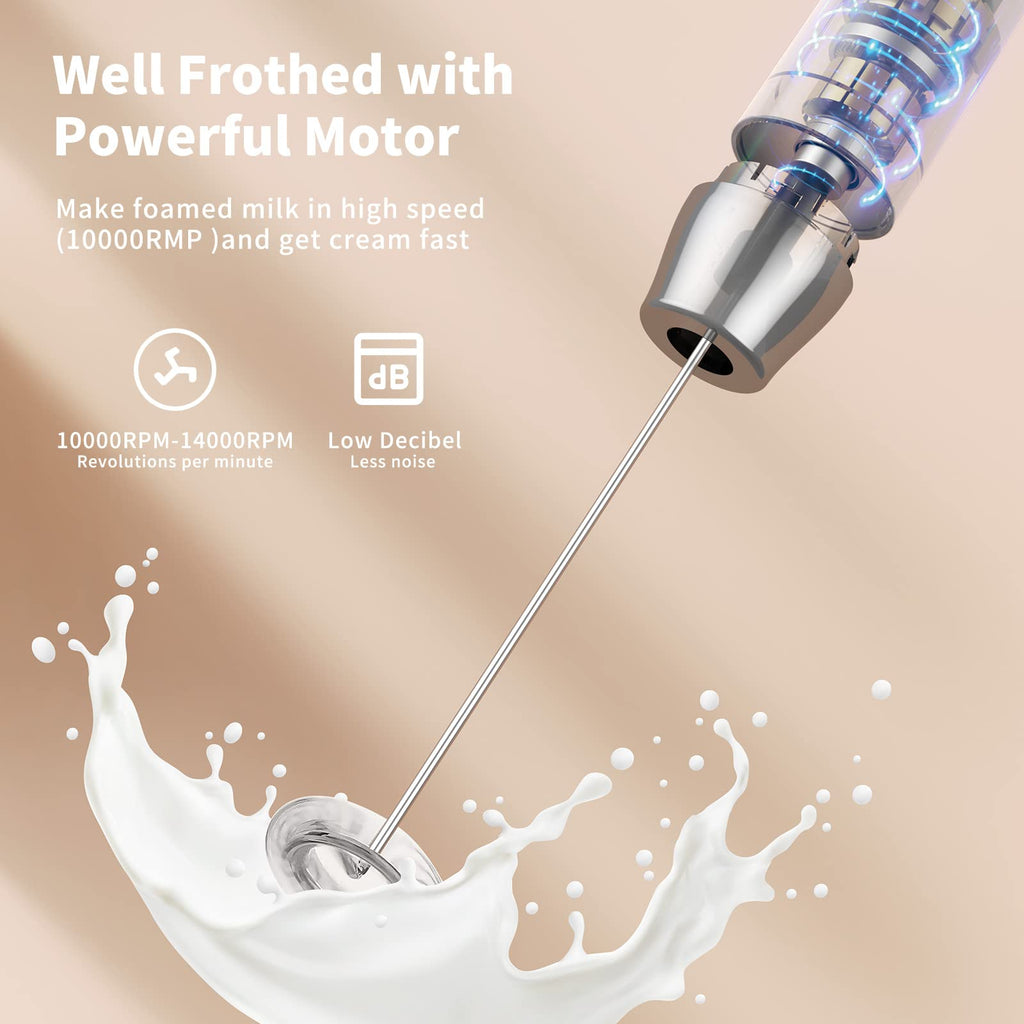Rechargeable Milk Frother with 2 Detachable Whisks M29650