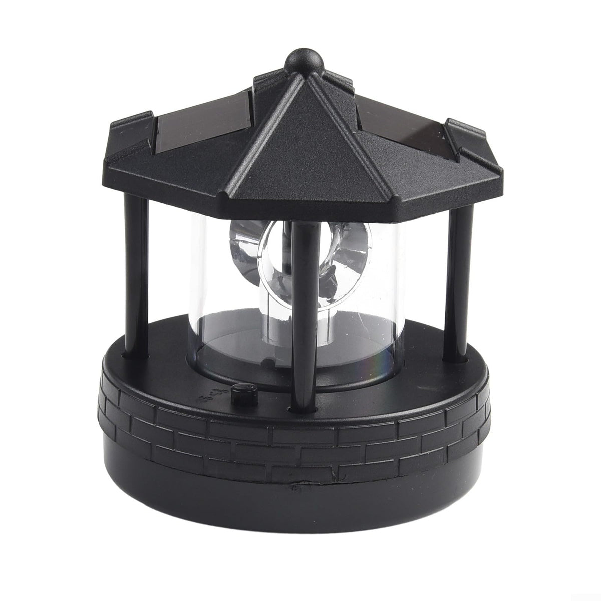 Solar Lighthouse Garden Light Rotatable Shade 360-Degree Outdoor Waterproof Lawn Street Lighting 2 Solar Panels Fast Charging ABS Material White Light Black Red 1pc 11x10x11cm(black) L77268