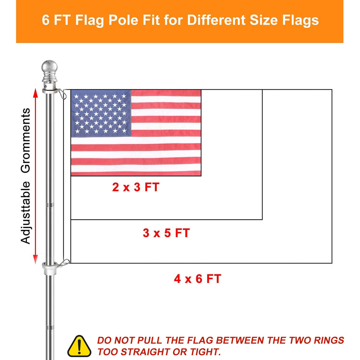 6 FT Stainless Steel Flag Pole M186401