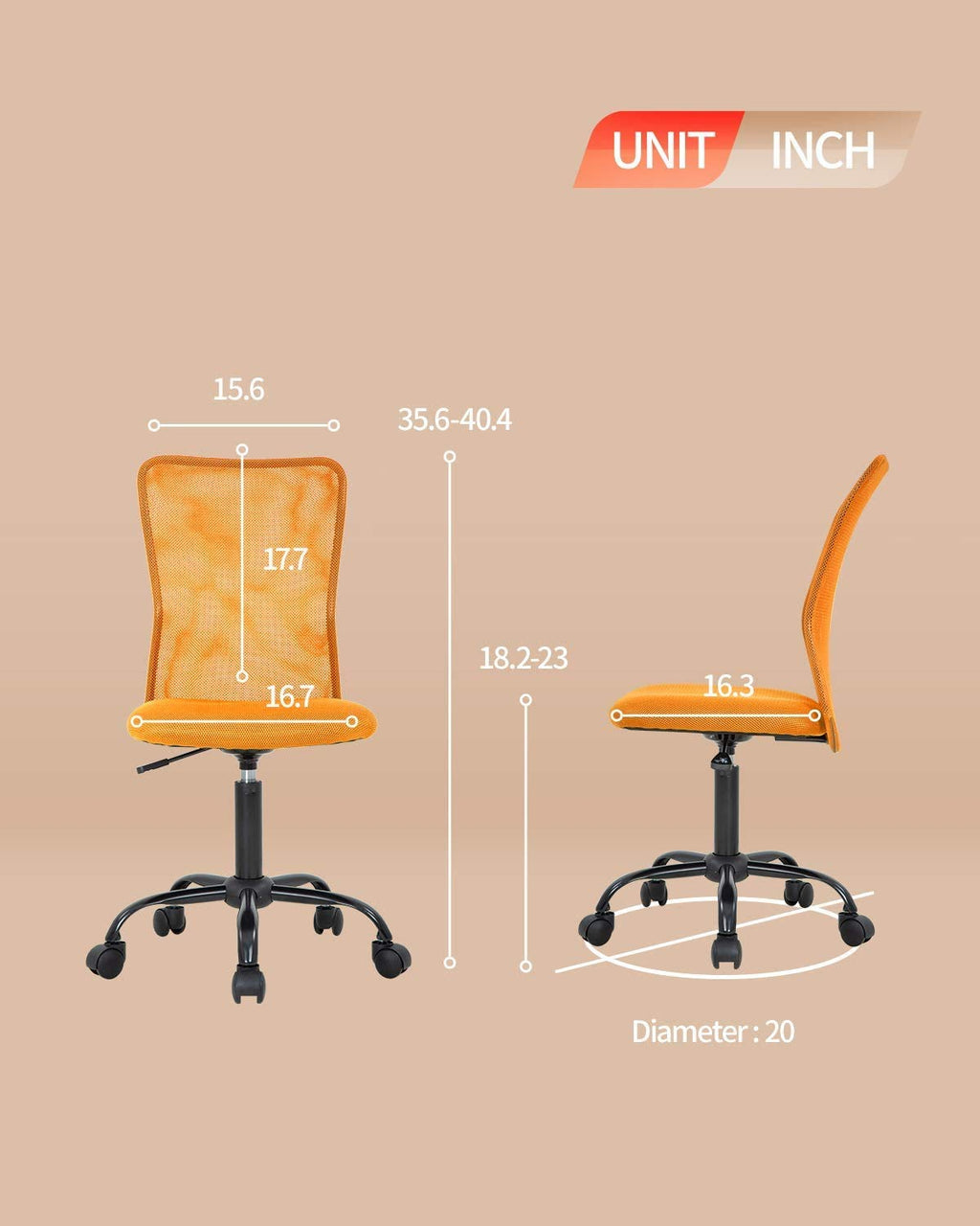 Orange Ergonomic Mesh Office Chair W511