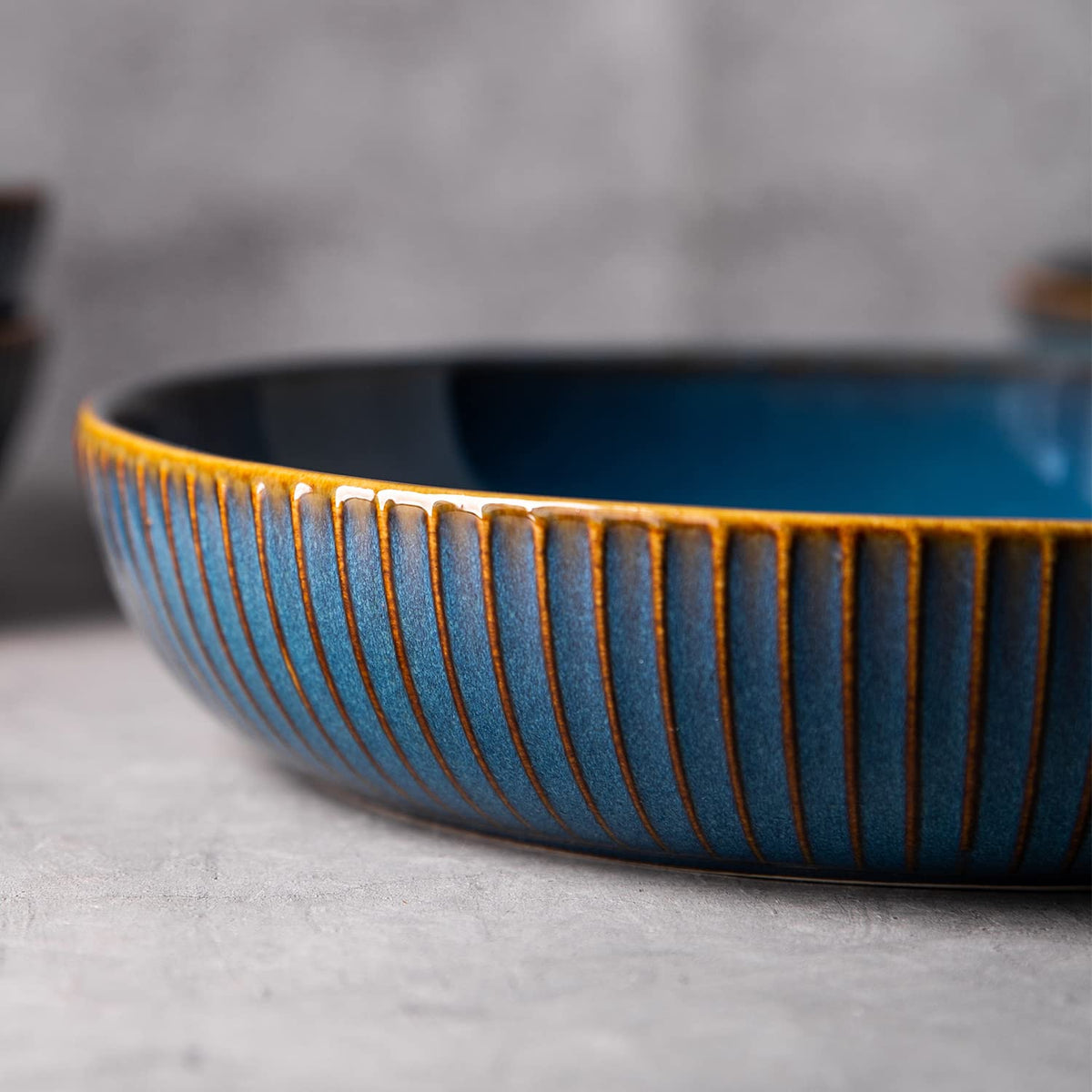 4 Pcs 35 Ounces 8.5 Inch Porcelain Pasta Bowls Blue B333130
