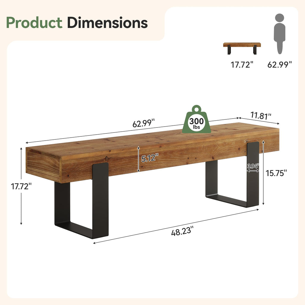 Solid Wooden Entryway Bench with Metal Legs G55639