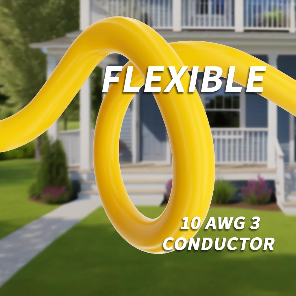 100ft 10 Gauge Waterproof Outdoor Extension Cord Yellow J4251
