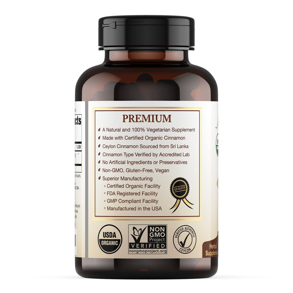 Organic Ceylon Cinnamon Supplement, 120 Capsules Q855