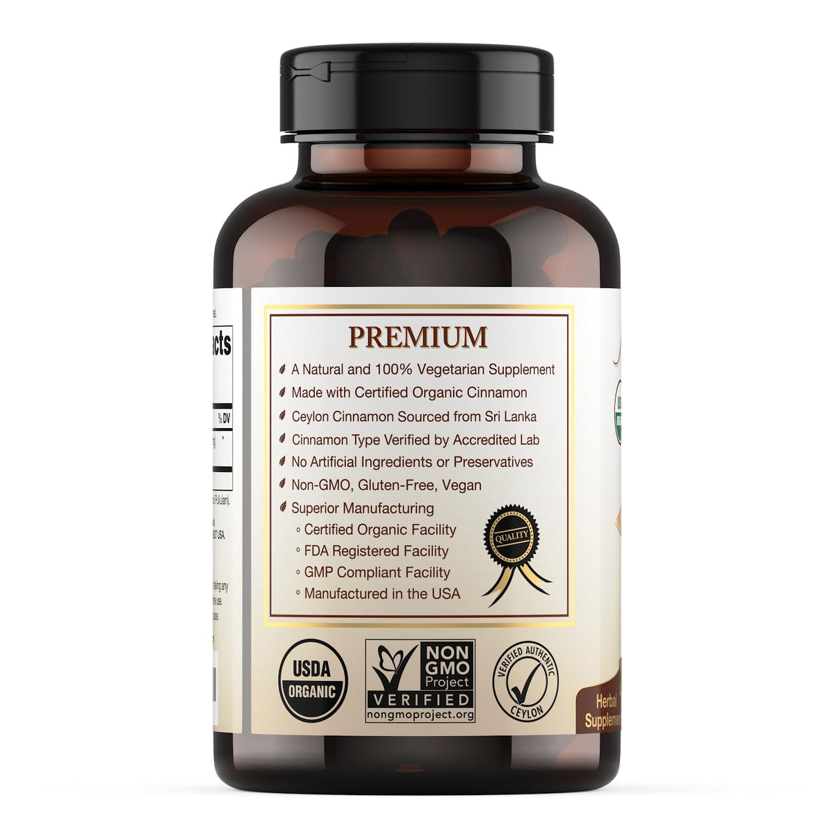 Organic Ceylon Cinnamon Supplement, 120 Capsules Q855