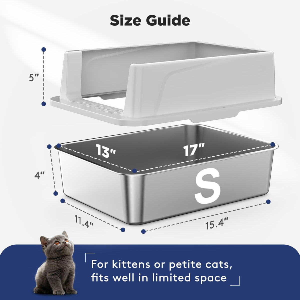 2 Pack Stainless Steel Cat Litter Box with Lid H91339