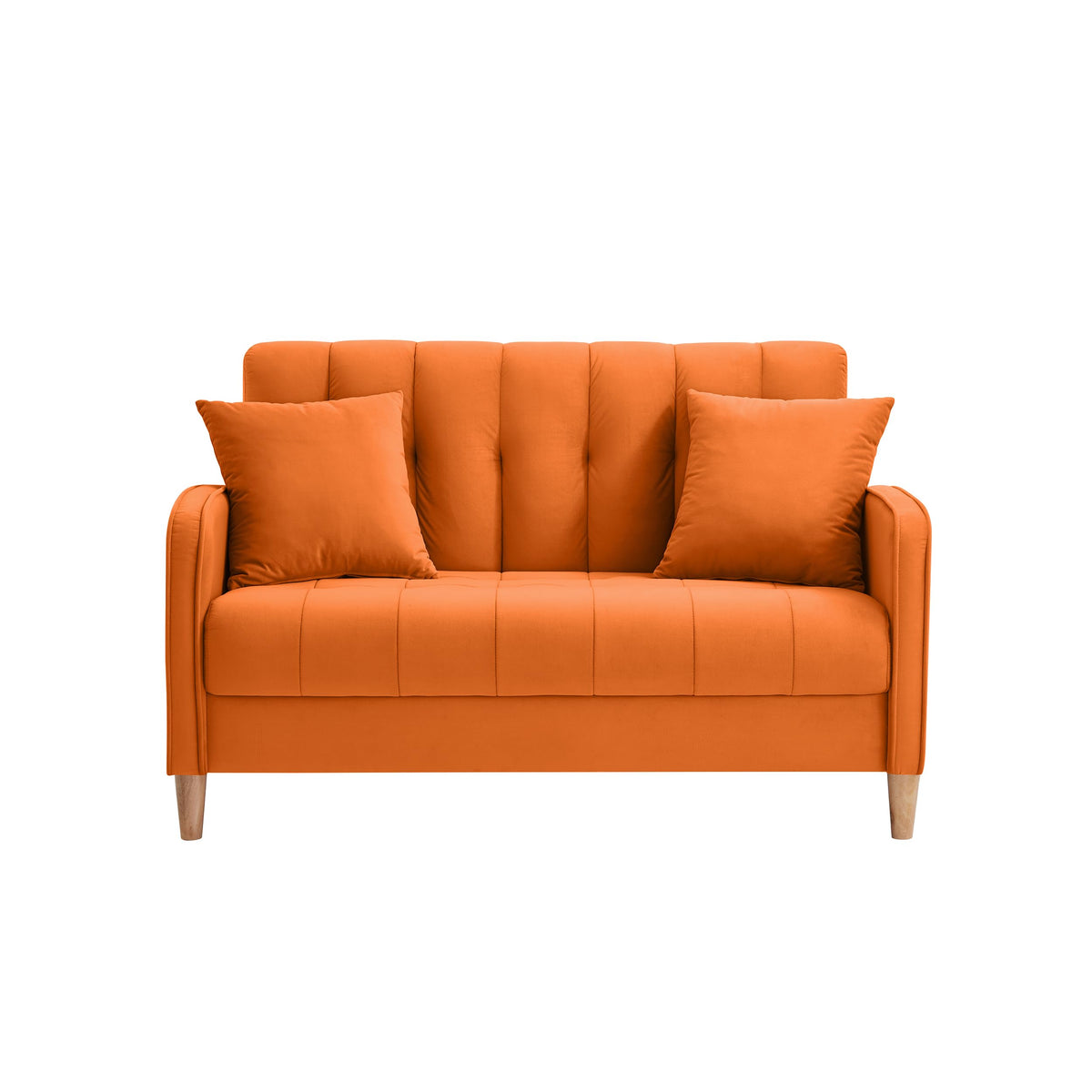 Orange Velvet Tufted Loveseat Sofa S587
