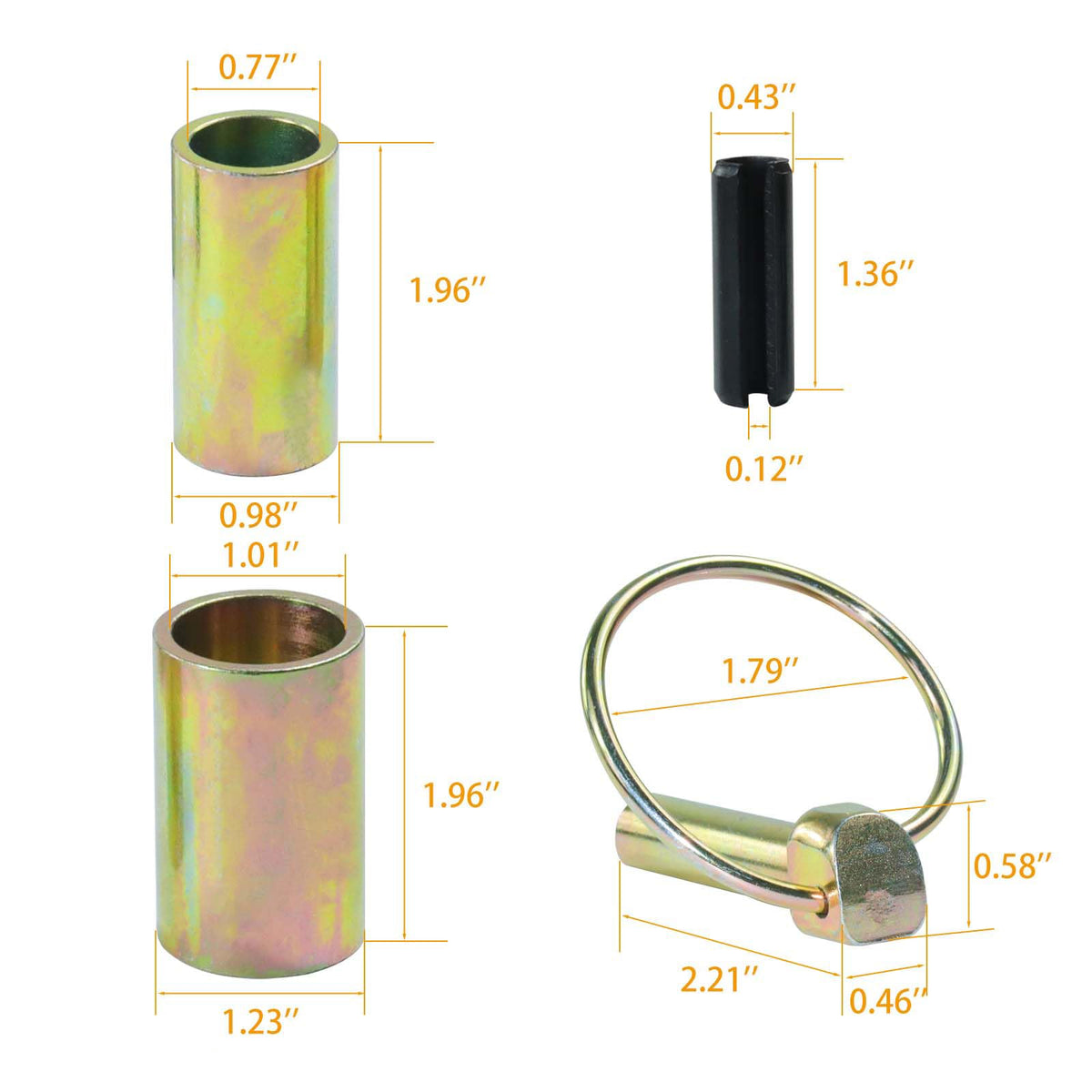 2 Pack Cat 1 Quick Hitch Adapter Bushings with Top Link Pin and Lynch Pin A174
