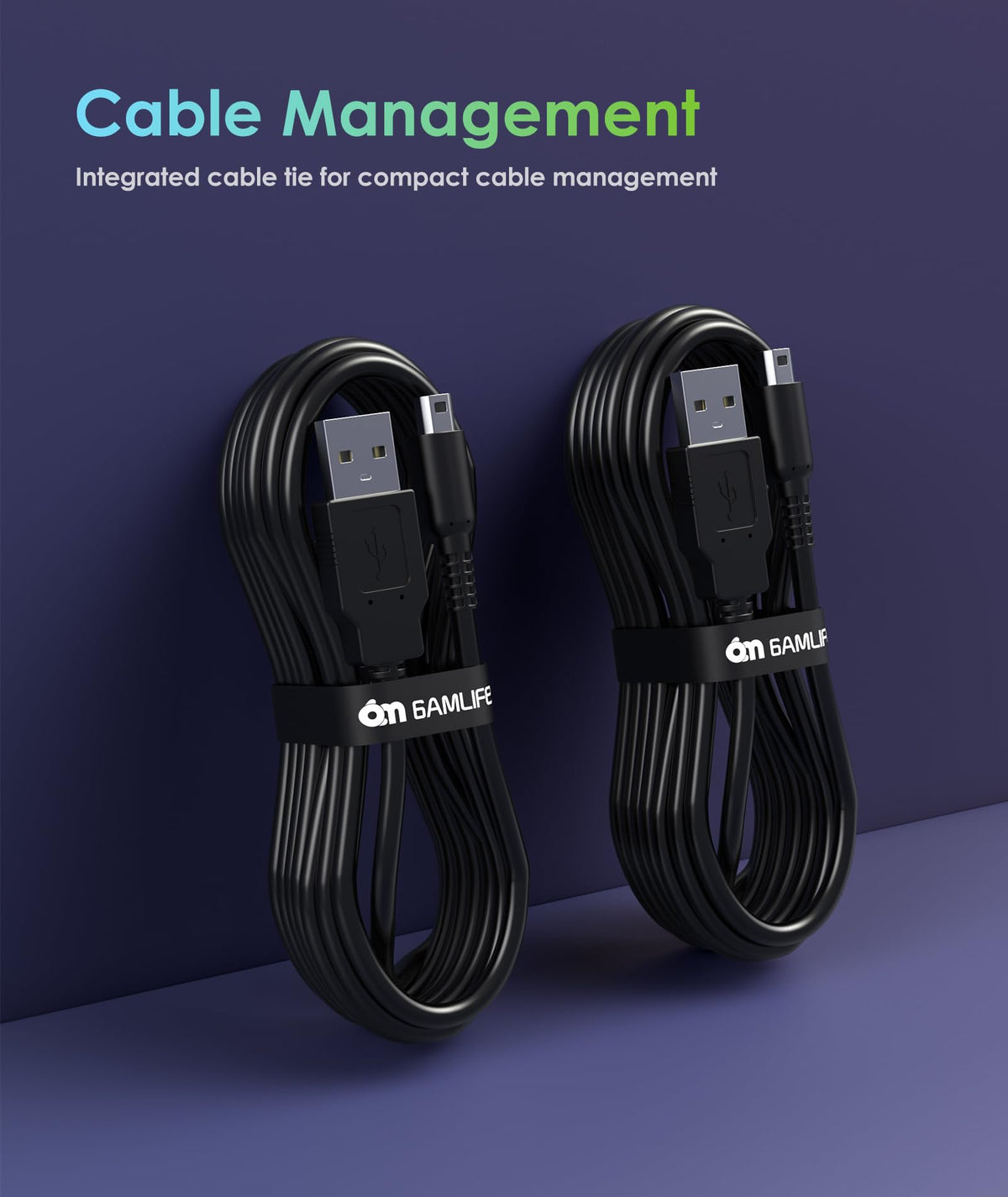 2 Pack 4FT USB Charging Cable for 3DS 2DS DSi Black K777767