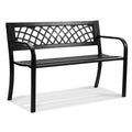 46" Iron Steel Frame Garden Bench with Mesh Pattern and Plastic Backrest S2906