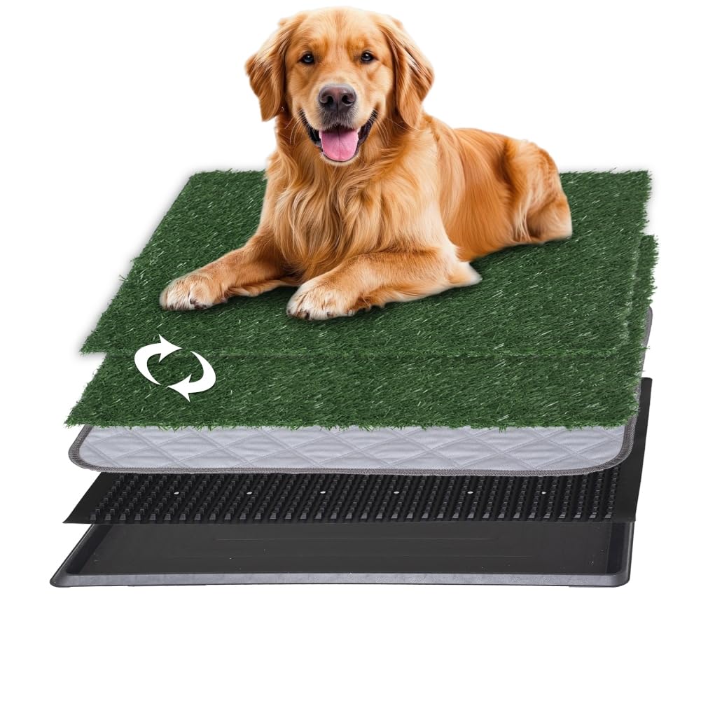 Reusable Pet Grass Potty with 2-Pack Replaceable Artificial Grass L611242