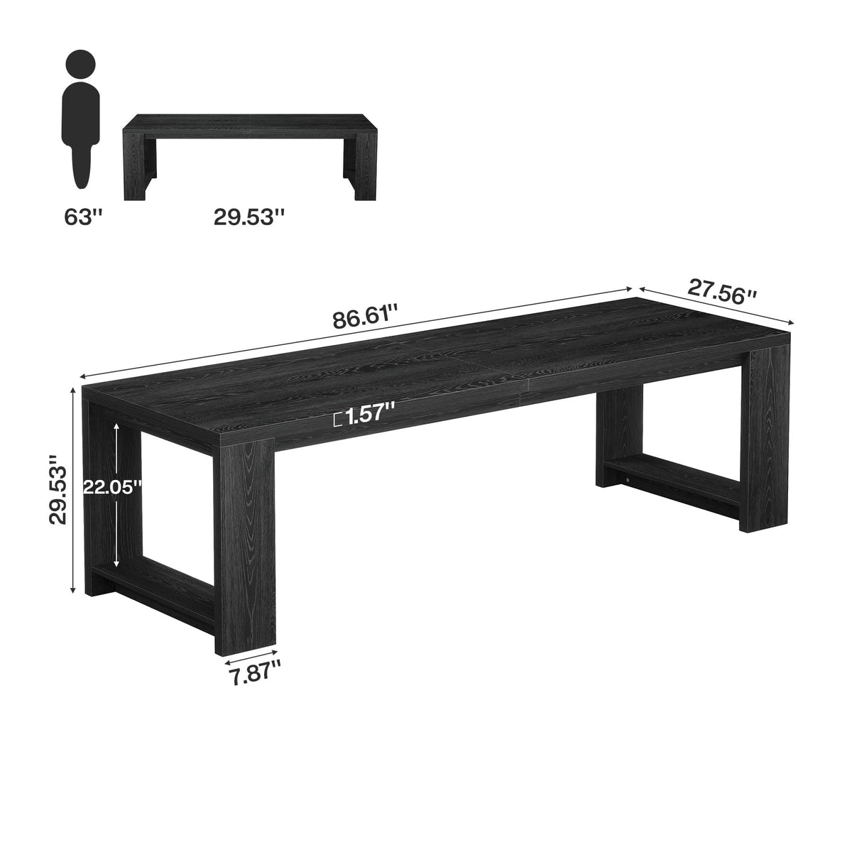 86.6-Inch Two Person Desk U51334