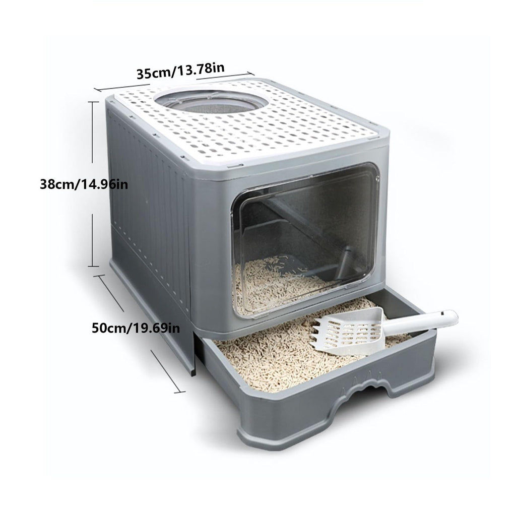 Foldable Enclosed Cat Litter Box with Lid M48603