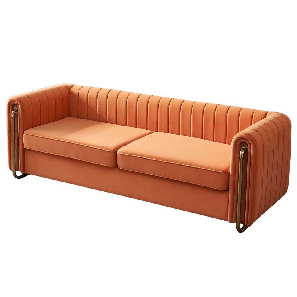Tufted Velvet Sofa with Golden Metal Legs Y25867
