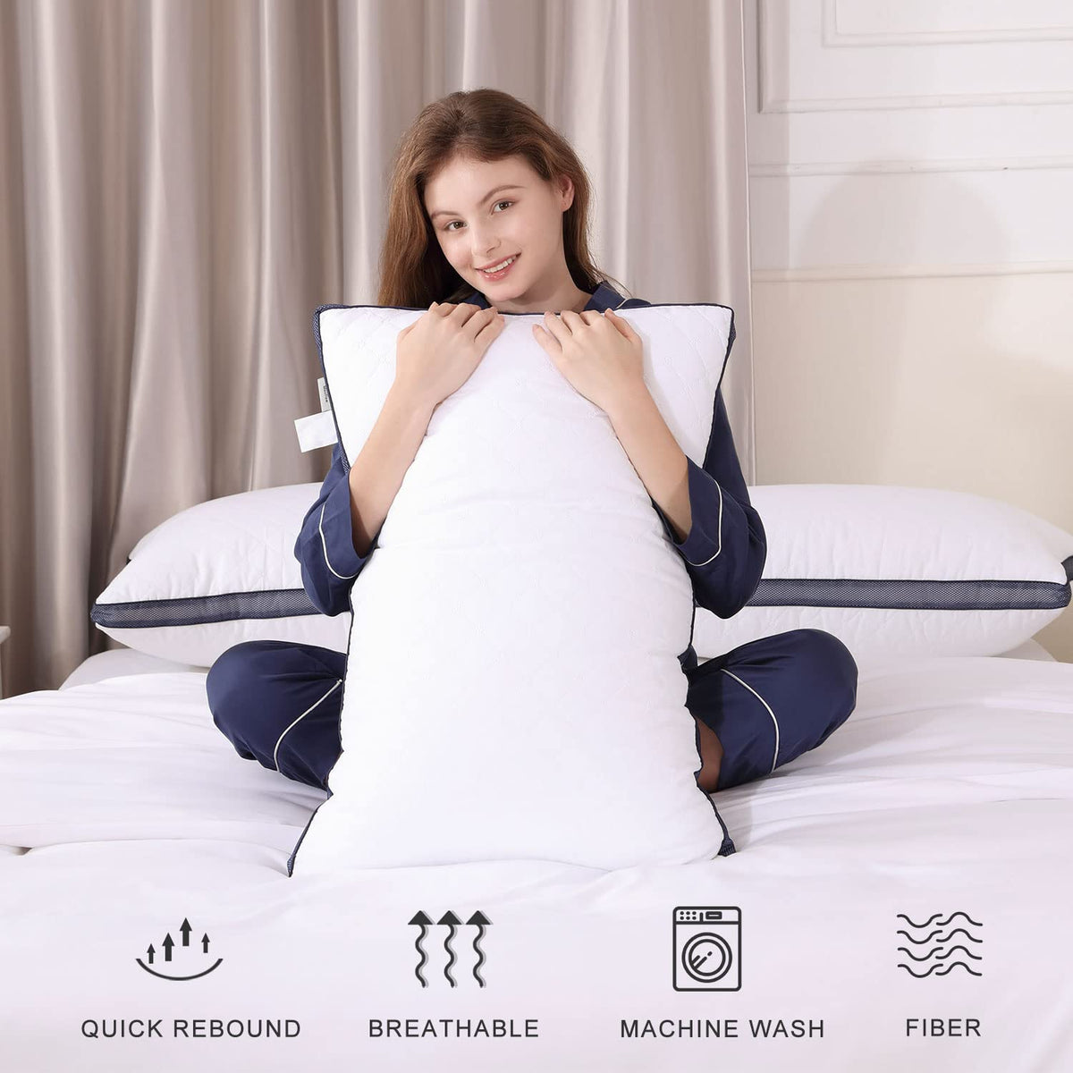 Queen Size Bed Pillows Set of 2 Z1839