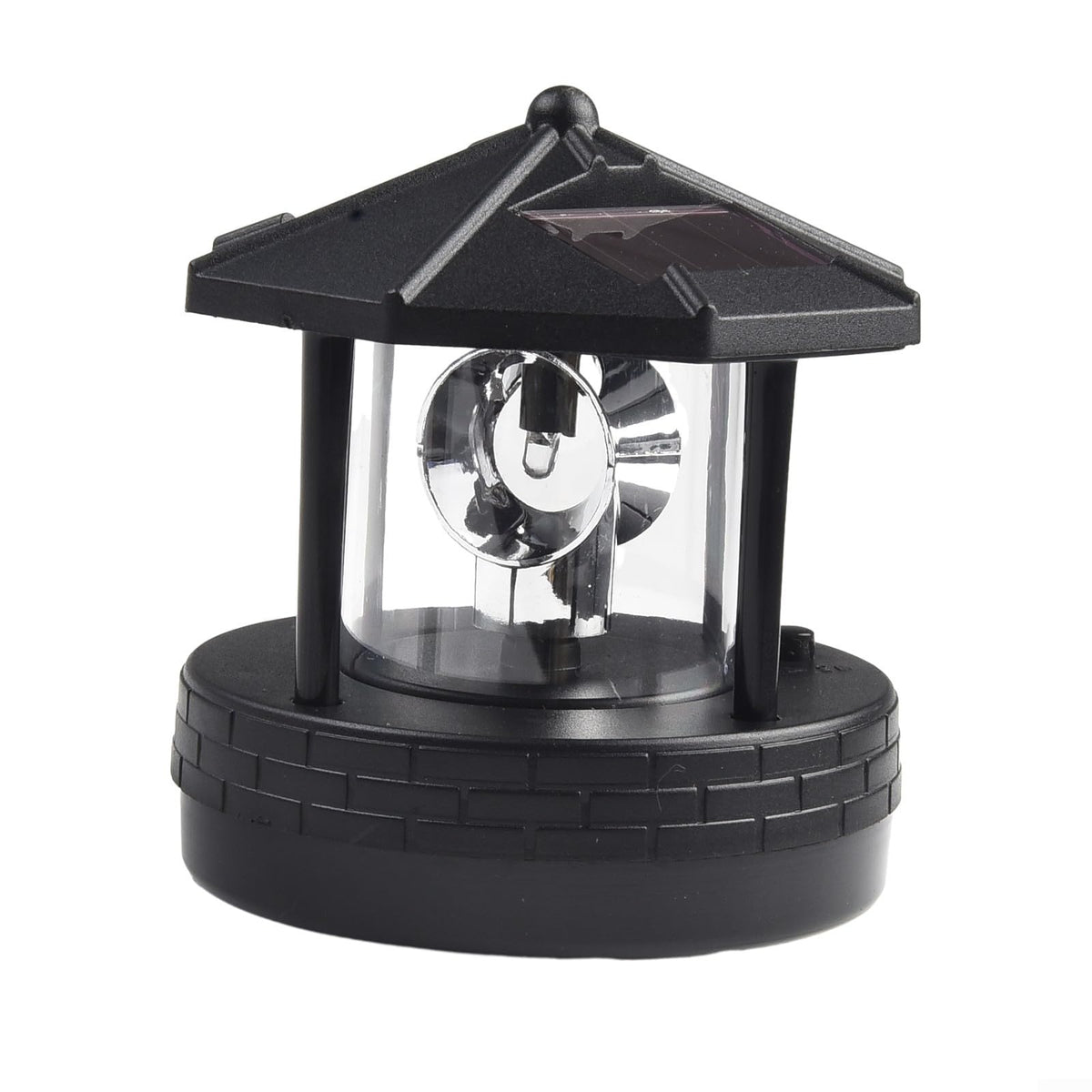 Solar Lighthouse Garden Light Rotatable Shade 360-Degree Outdoor Waterproof Lawn Street Lighting 2 Solar Panels Fast Charging ABS Material White Light Black Red 1pc 11x10x11cm(black) L77268