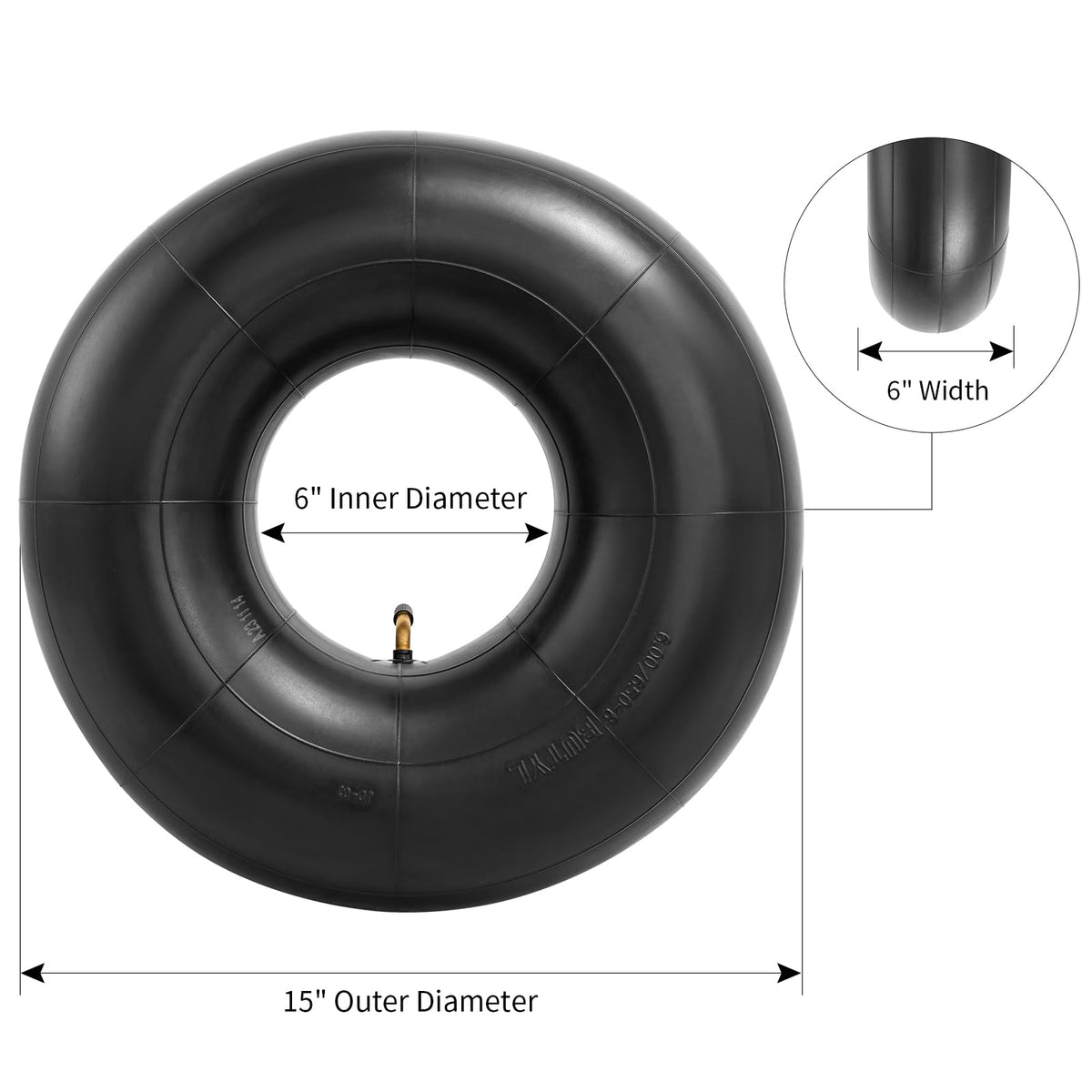 15x6.00-6 Butyl Inner Tubes with TR-87 Bent Valve Stem 2 Pcs F11215