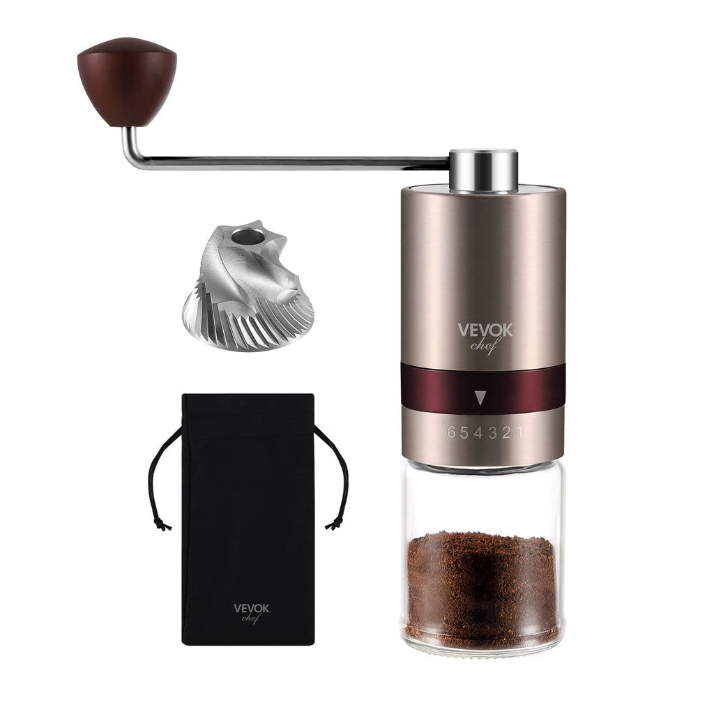 Gold Manual Stainless Steel Burr Coffee Grinder with Portable Bag X3491