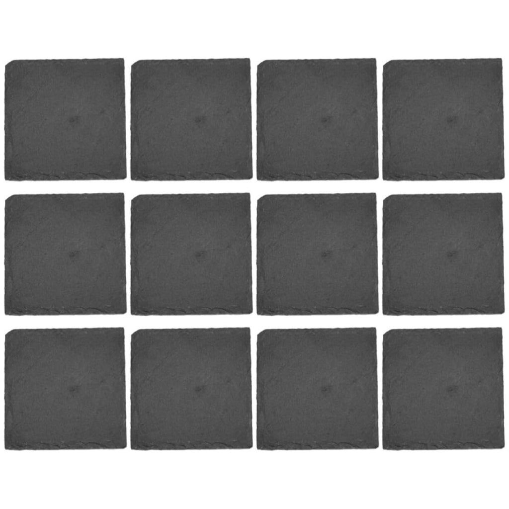 Black 12pcs Natural Stone Coaster Set G53425