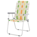 Set of 2 Webbed Folding Beach Chairs Yellow & Green S9444