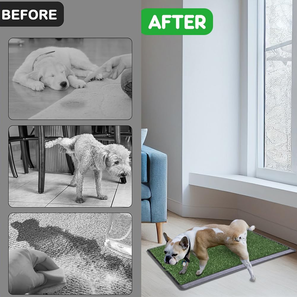 Reusable Pet Grass Potty with 2-Pack Replaceable Artificial Grass L611242