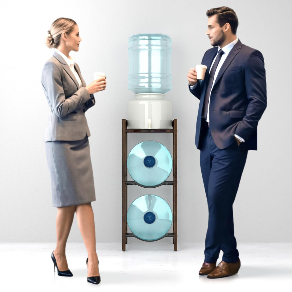 5 Gallon Water Jug Holder with Top Shelves, 3-Tiers Solid Wood Water Dispenser Stand S351