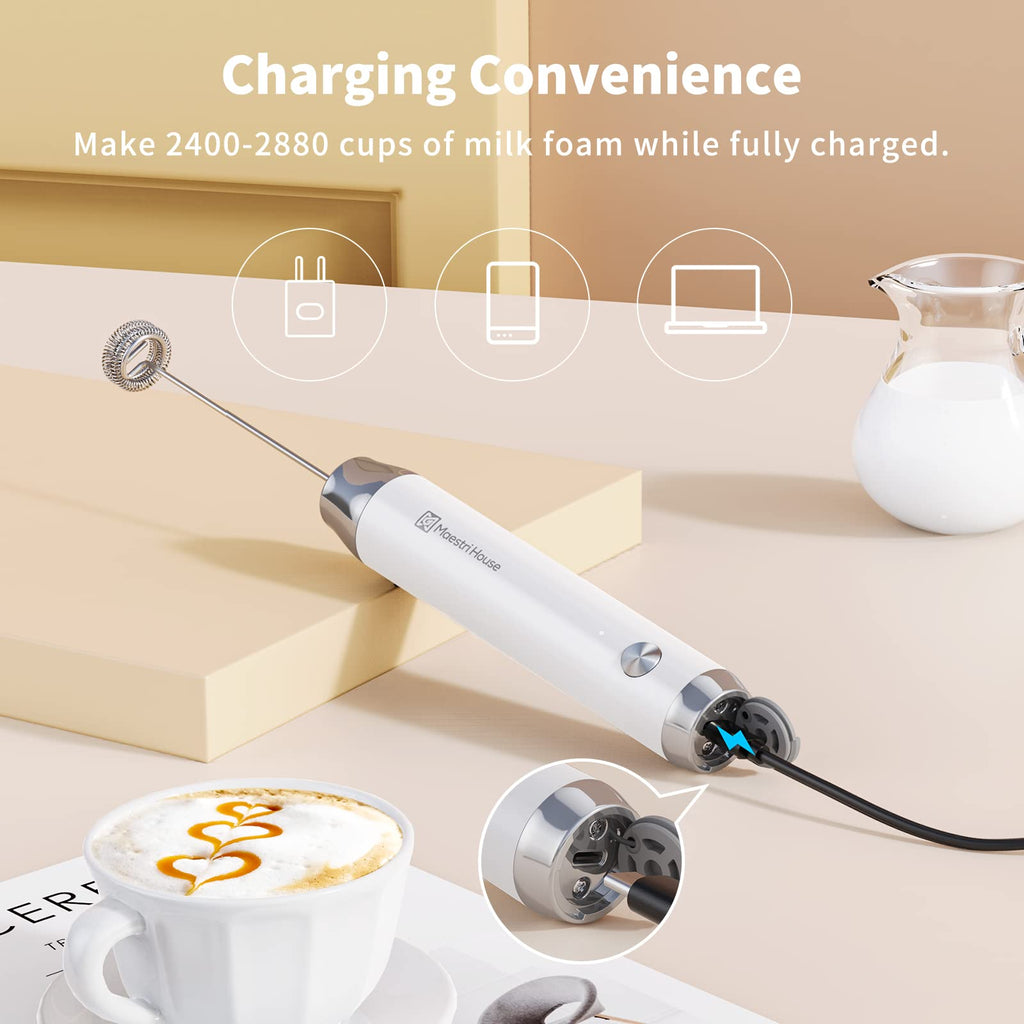 Rechargeable Milk Frother with 2 Detachable Whisks M29650