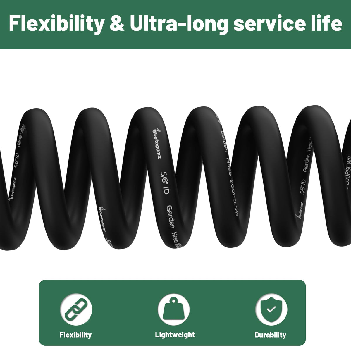 100 ft 5/8 in Heavy Duty Flexible Rubber Hybrid Garden Hose U109250