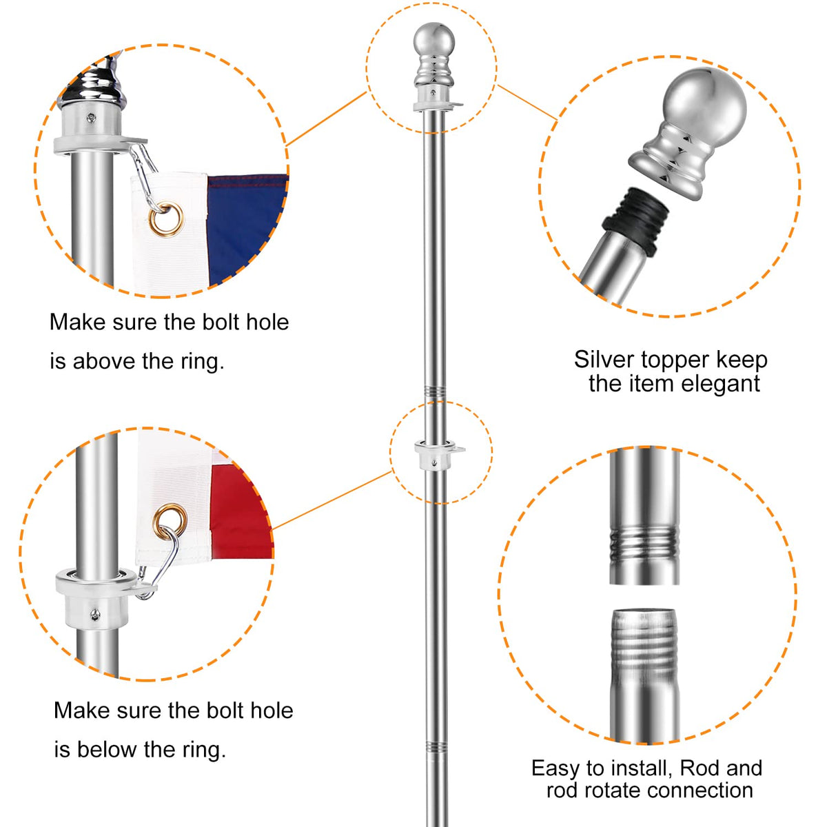 6 FT Stainless Steel Flag Pole M186401