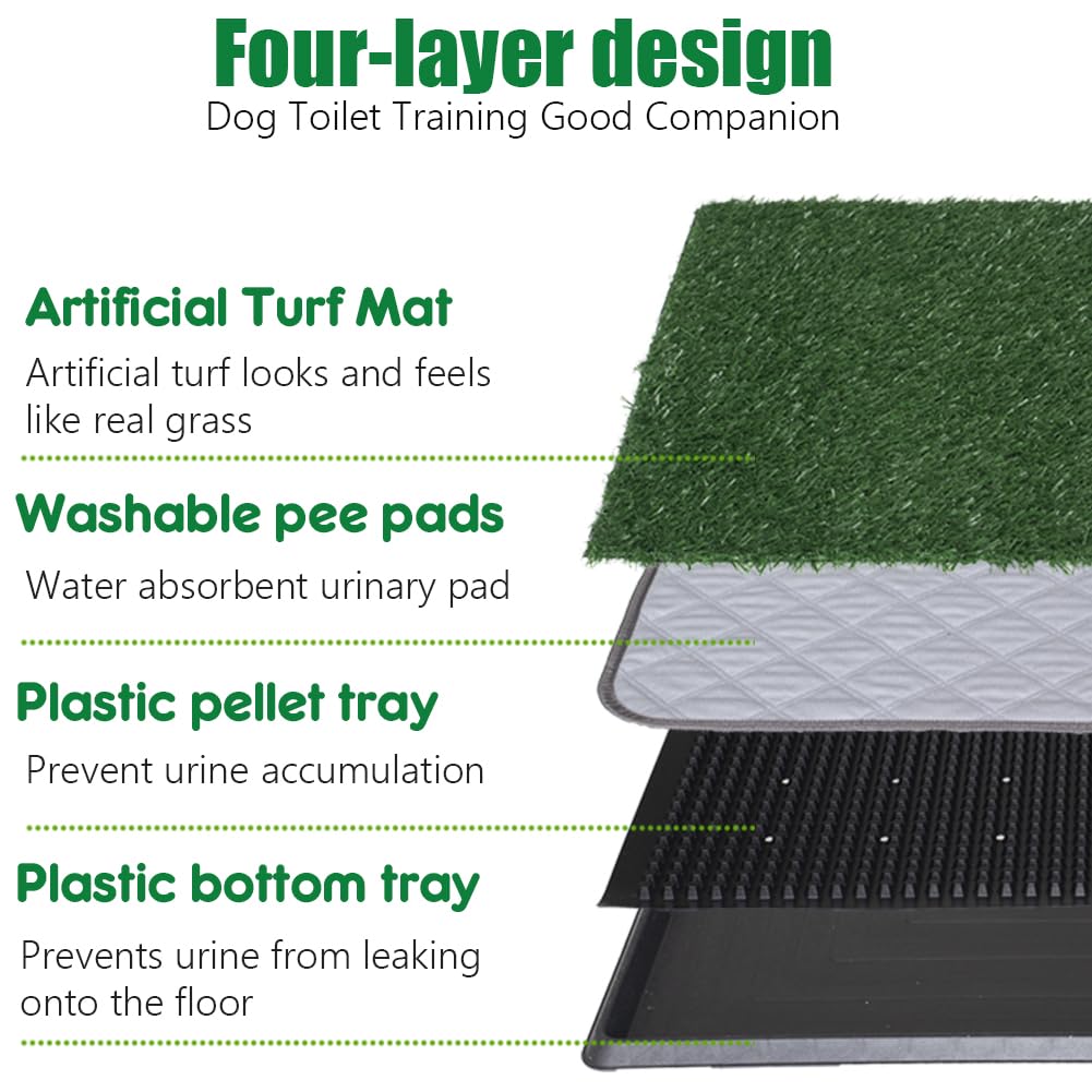 Reusable Pet Grass Potty with 2-Pack Replaceable Artificial Grass L611242