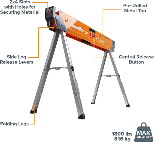2 Pack Folding Heavy Duty Metal Sawhorse C377199