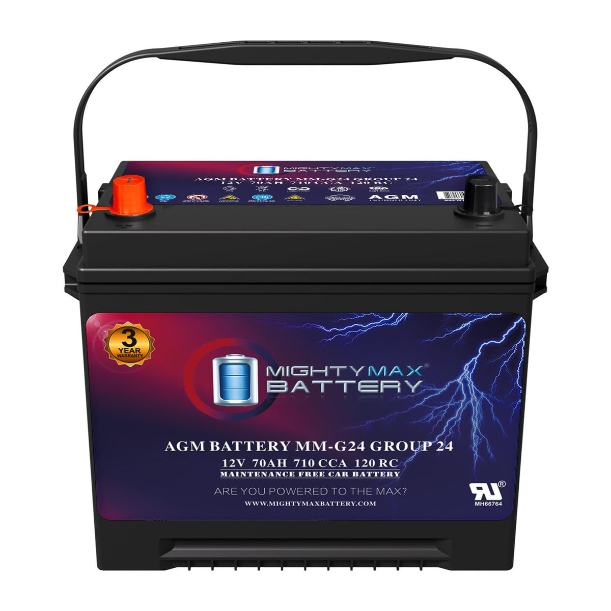 12V 70Ah 710 CCA Group Size 24 Replacement Battery M30273