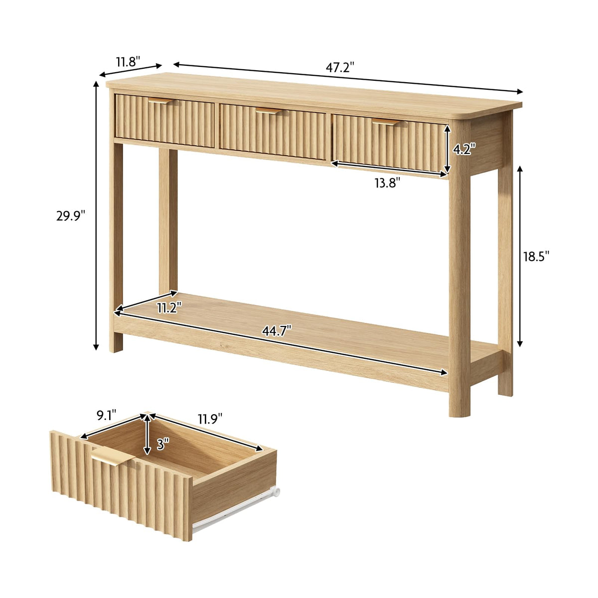 Fluted Console Table with Drawers A203983
