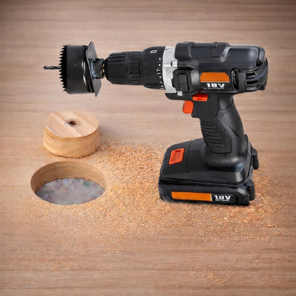 18V Cordless 3/8 in. Drill Driver & Hole Saw Kit with Battery and Charger L44384