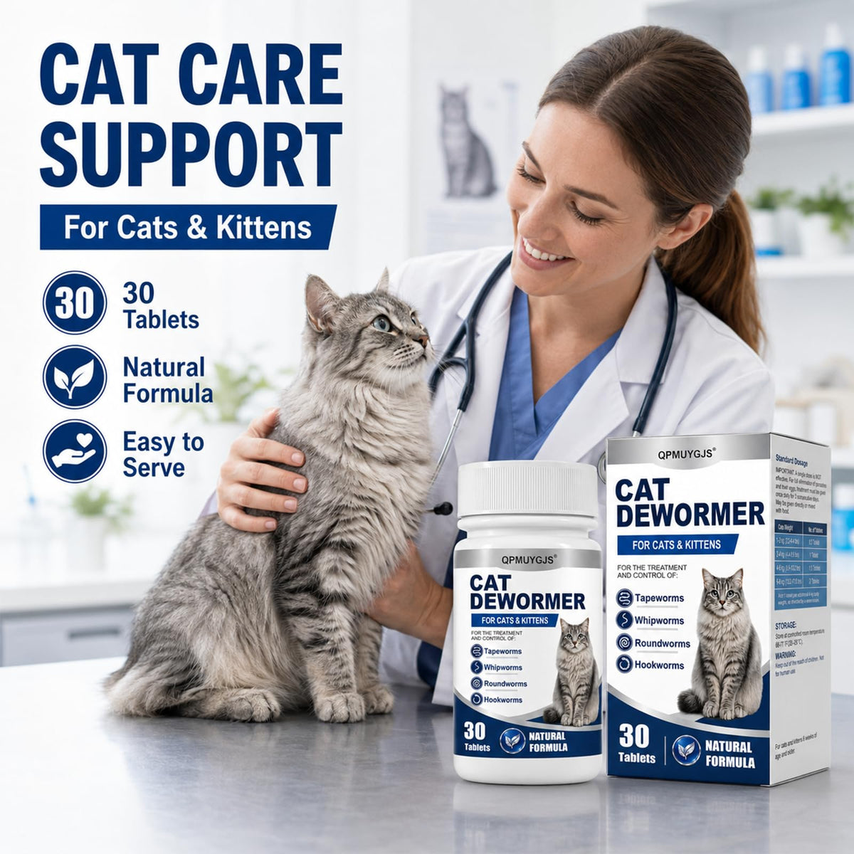 Dewormer for Cats & Kittens 30 Tablets Y416218