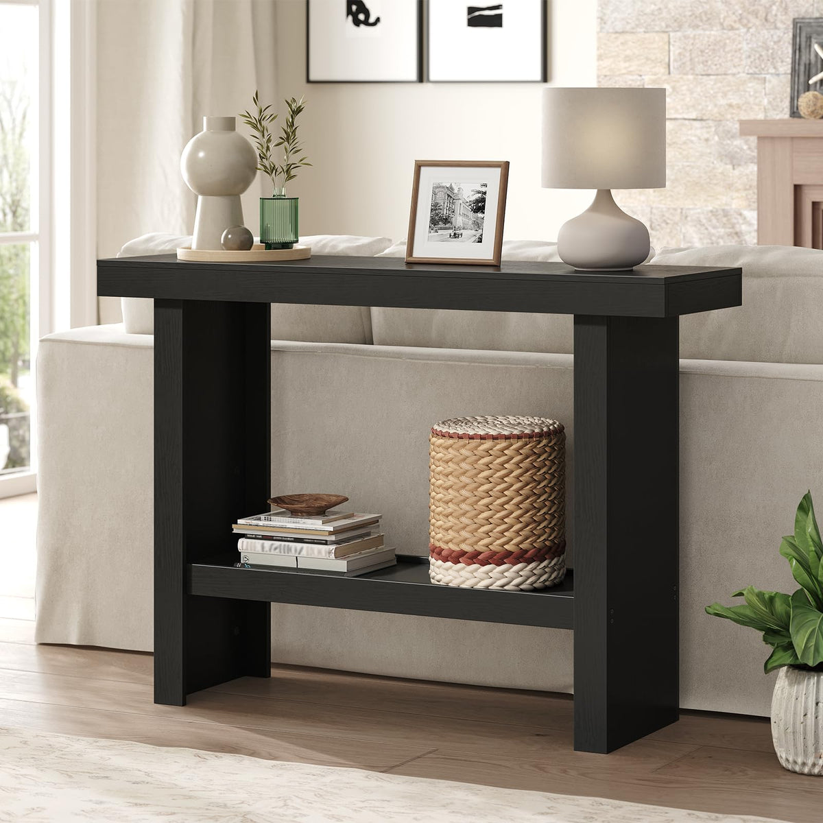 Black Rectangular Console Table X6506