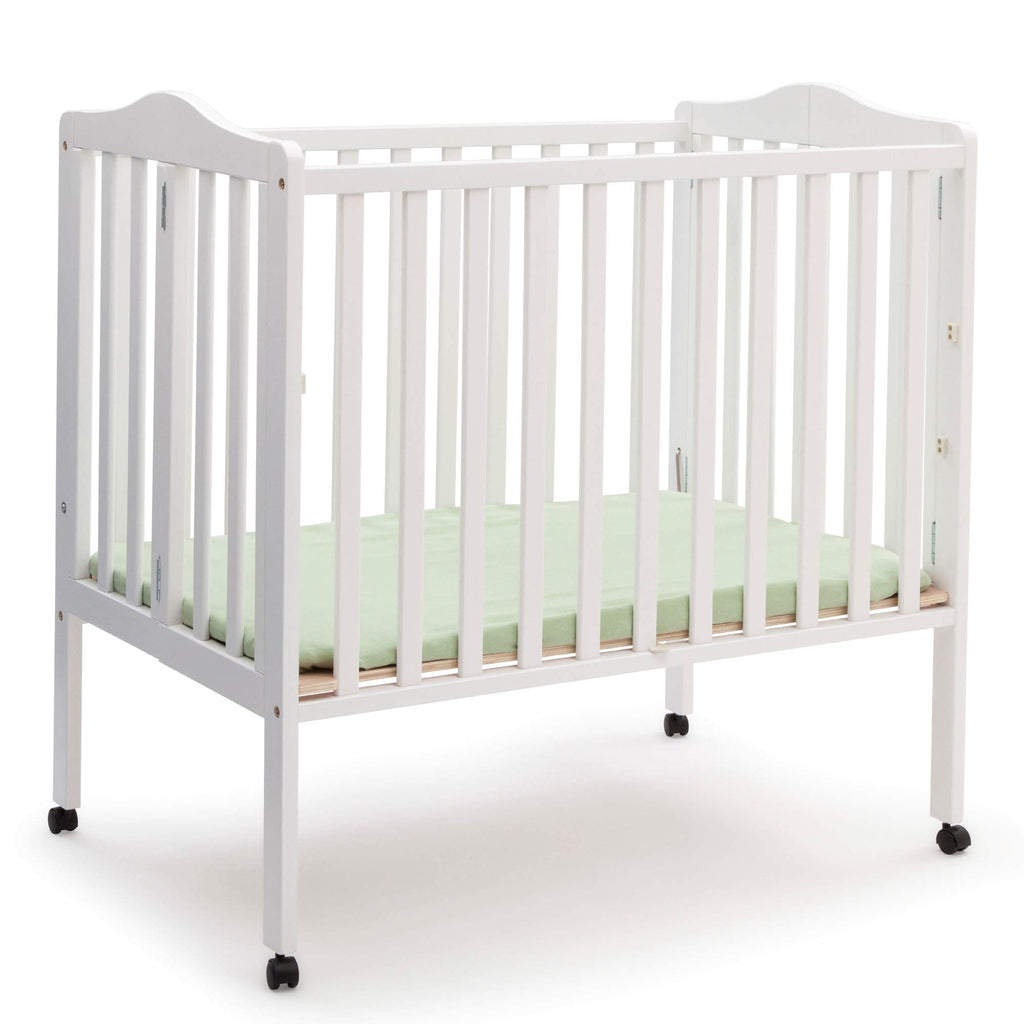 Folding Portable Mini Baby Crib with Mattress, White W67324