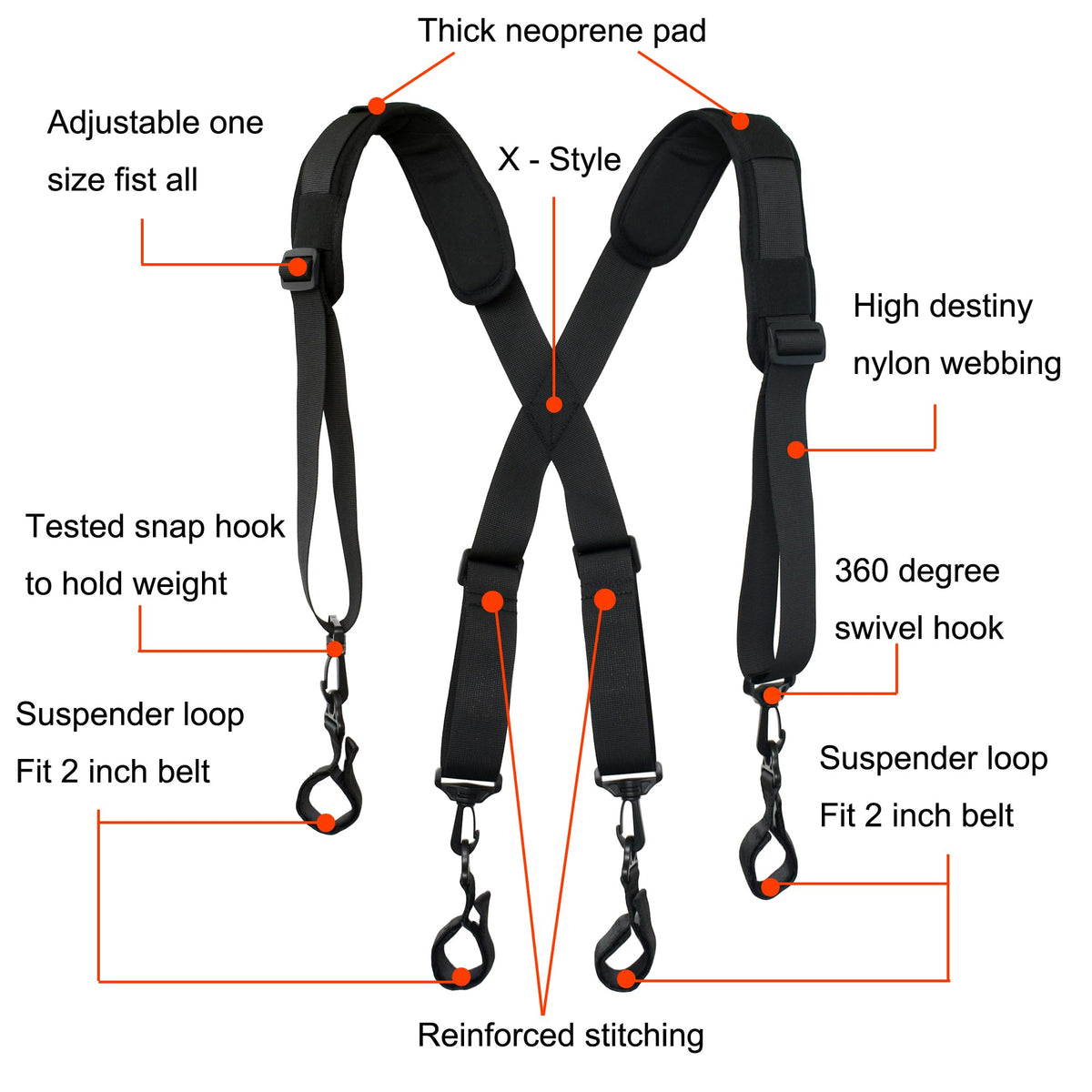 Adjustable Padded Tool Belt Suspender P653558