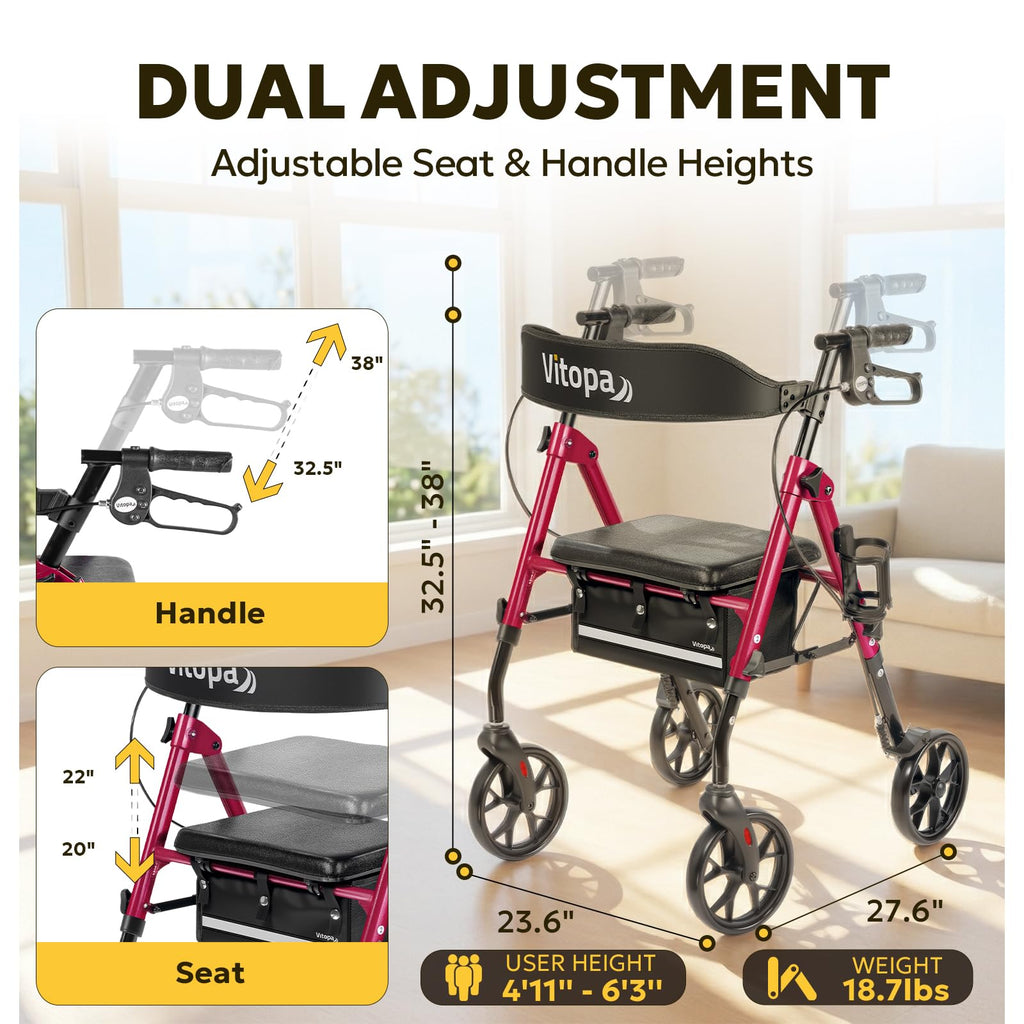 Foldable Rollator with Seat S613