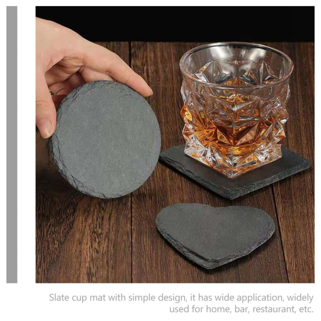 Black 12pcs Natural Stone Coaster Set G53425