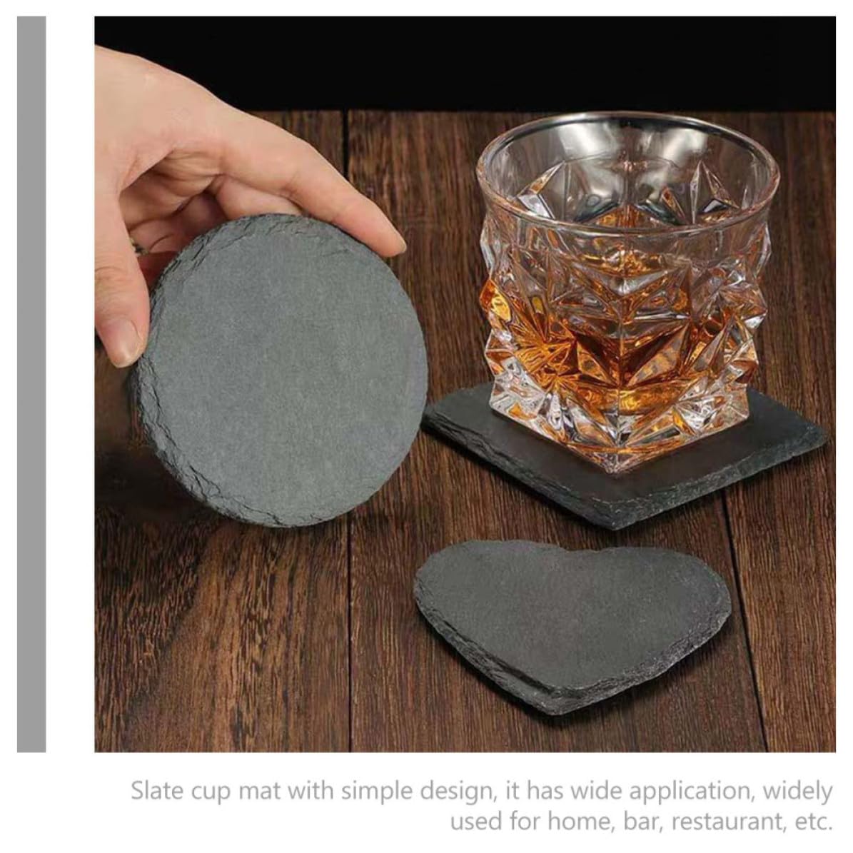 Black 12pcs Natural Stone Coaster Set G53425