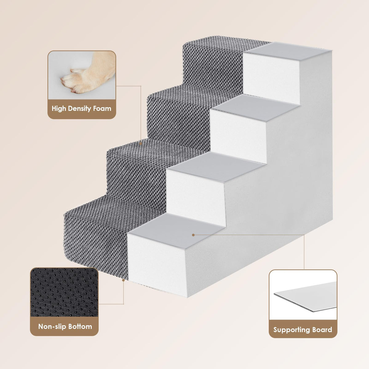 4-Step Grey Dog Stairs H50175