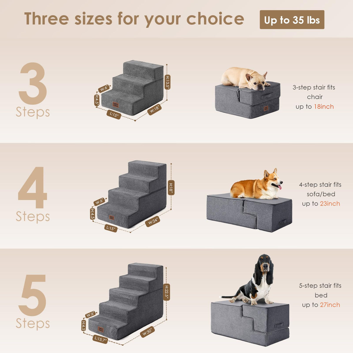 4-Step Grey Dog Stairs H50175