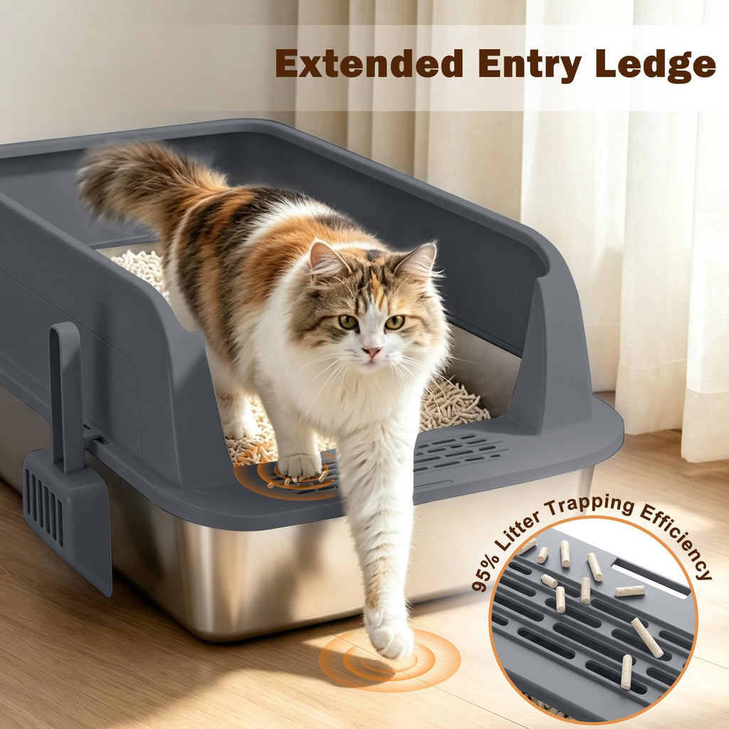 XL Stainless Steel Litter Box with Lid G297932