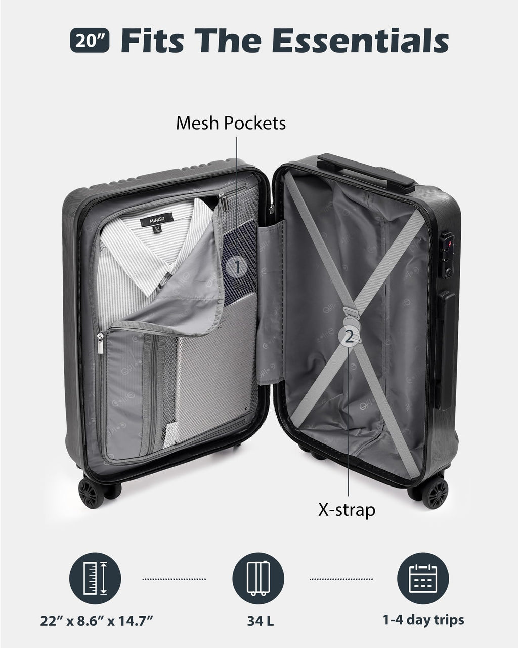 PC+ABS Hardshell Luggage with TSA Lock and Spinner Wheels A241