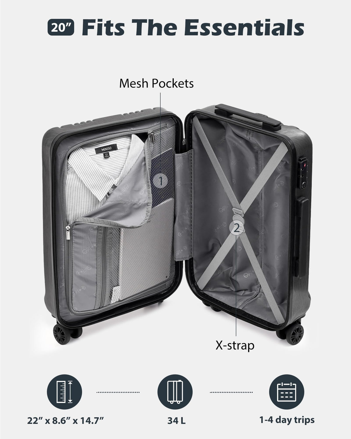 PC+ABS Hardshell Luggage with TSA Lock and Spinner Wheels A241