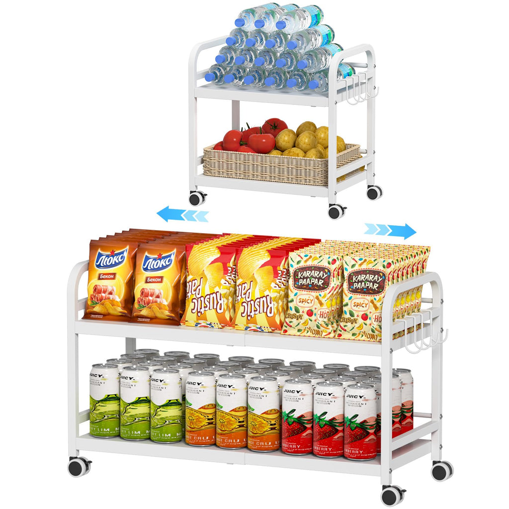 2-Tier Expandable Rolling Cart with Wheels H641