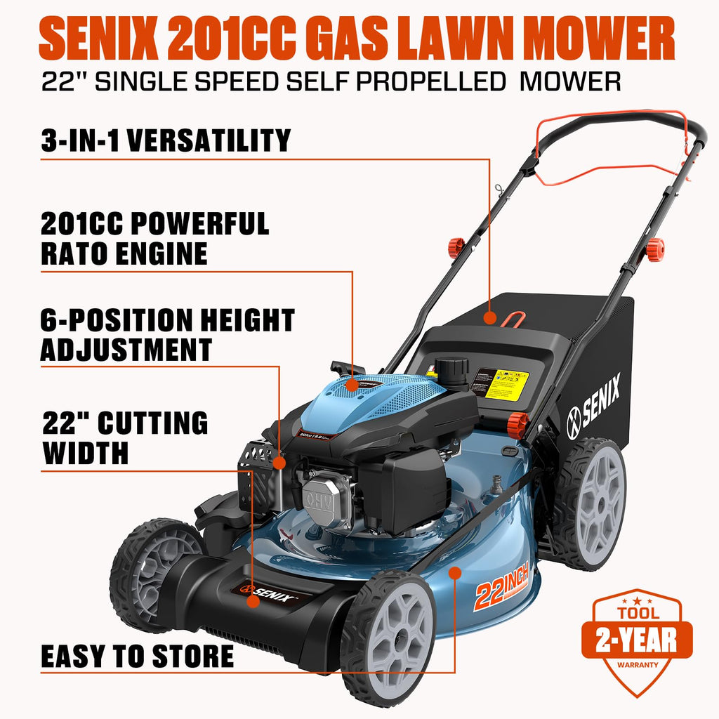 22" 3-in-1 Self Propelled Gas Lawn Mower A3099